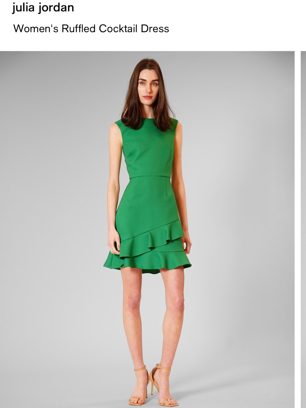 julia jordan Green Sleeveless Ruffle Hem Dress